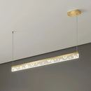 GobekUsa 35.5"/47" L Island Lamp Aluminum Dining Room LED Hanging Light Fixture in Gold, Warm/White Light