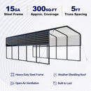 12'x25' Metal Carport with Corrugated Roof