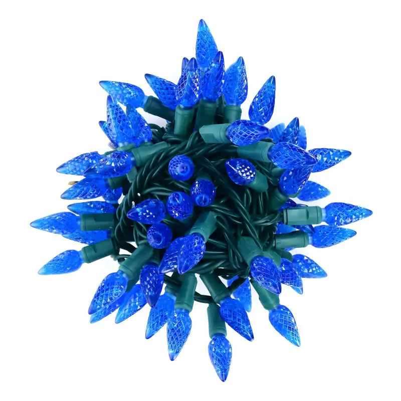 35 C6 Blue LED Christmas Lights, 4" Spacing