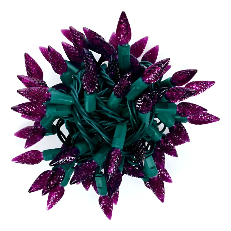 35 C6 Purple LED Christmas Lights, 4" Spacing