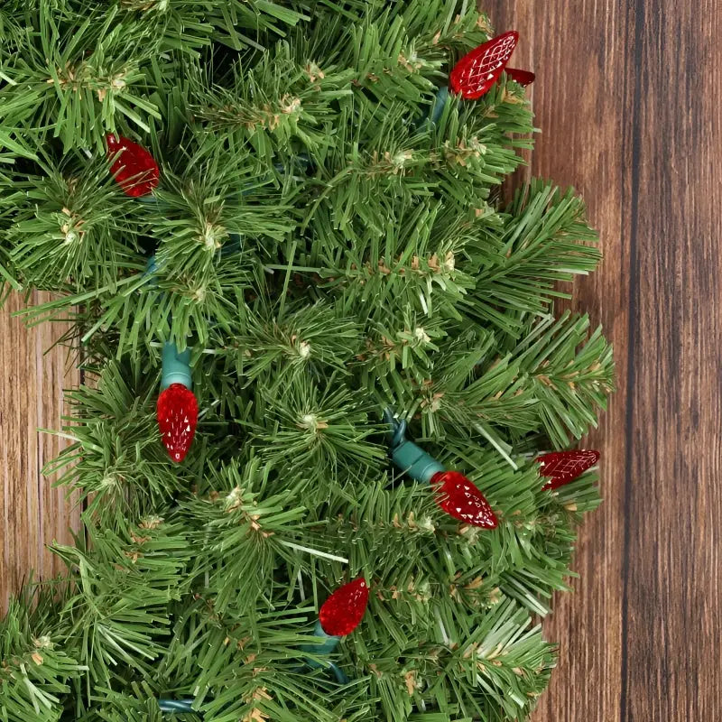 35 C6 Red LED Christmas Lights, 4" Spacing