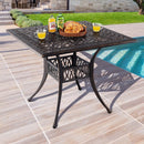 35.4 Inch Aluminum Patio Square Dining Table with Umbrella Hole-Bronze by LJGDeals