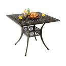 35.4 Inch Aluminum Patio Square Dining Table with Umbrella Hole-Bronze by LJGDeals