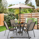 35.4 Inch Aluminum Patio Square Dining Table with Umbrella Hole-Bronze by LJGDeals