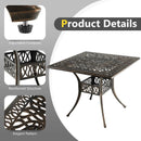 35.4 Inch Aluminum Patio Square Dining Table with Umbrella Hole-Bronze by LJGDeals