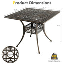 35.4 Inch Aluminum Patio Square Dining Table with Umbrella Hole-Bronze by LJGDeals