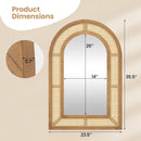35.5 Inches x 23.5 Inches Rattan Wall Mounted Decorative Mirror with Wooden Frame-Natural