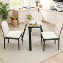 36 Inches Round Glass Dining Table for 4 with Rubber Wood Frame by LJGDeals