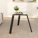 36 Inches Round Glass Dining Table for 4 with Rubber Wood Frame