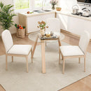 36 Inches Round Glass Dining Table for 4 with Rubber Wood Frame by LJGDeals