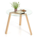 36 Inches Round Glass Dining Table for 4 with Rubber Wood Frame by LJGDeals