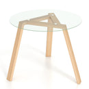 36 Inches Round Glass Dining Table for 4 with Rubber Wood Frame by LJGDeals