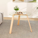 36 Inches Round Glass Dining Table for 4 with Rubber Wood Frame by LJGDeals