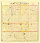 Vintage Map of Story County, Iowa 1883