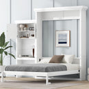 Queen Size Murphy Bed With Louvered Design And Multiple Storage Shelves - White by Unique Piece Furniture