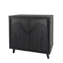 Modern Black Wood Storage Cabinet with Embossed Door