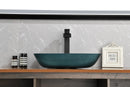 18.125" L -13.0" W -12.0" H Handmade Countertop Glass Rectangular Vessel Bathroom Sink Set in Blue Glass with Matte Black Single-Handle Single Hole Faucet and Pop Up Drain
