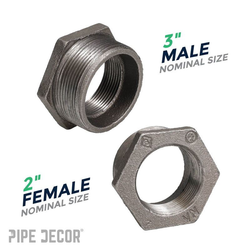 3 in. x 2 in. Black Bushing