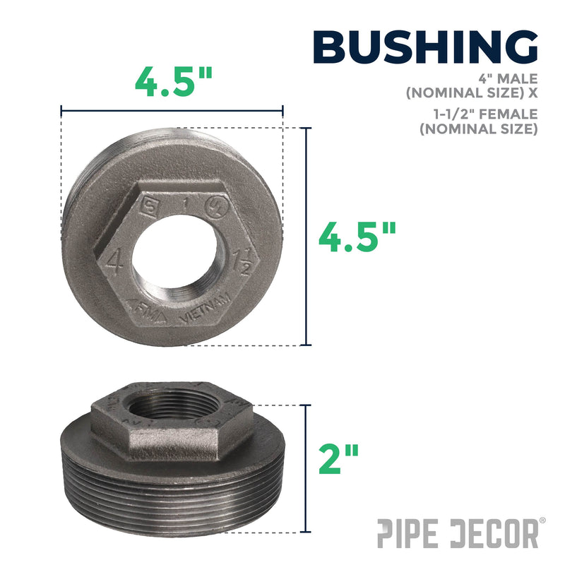 4 in. x 1 1/2 in. Black Bushing