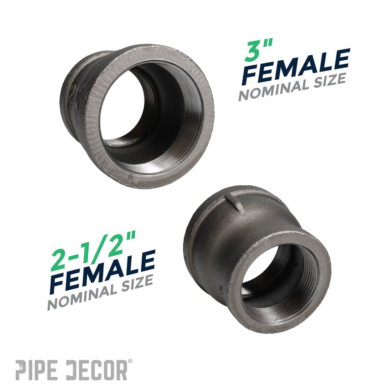 3 in. x 2 1/2 in. Black Reducing Coupling