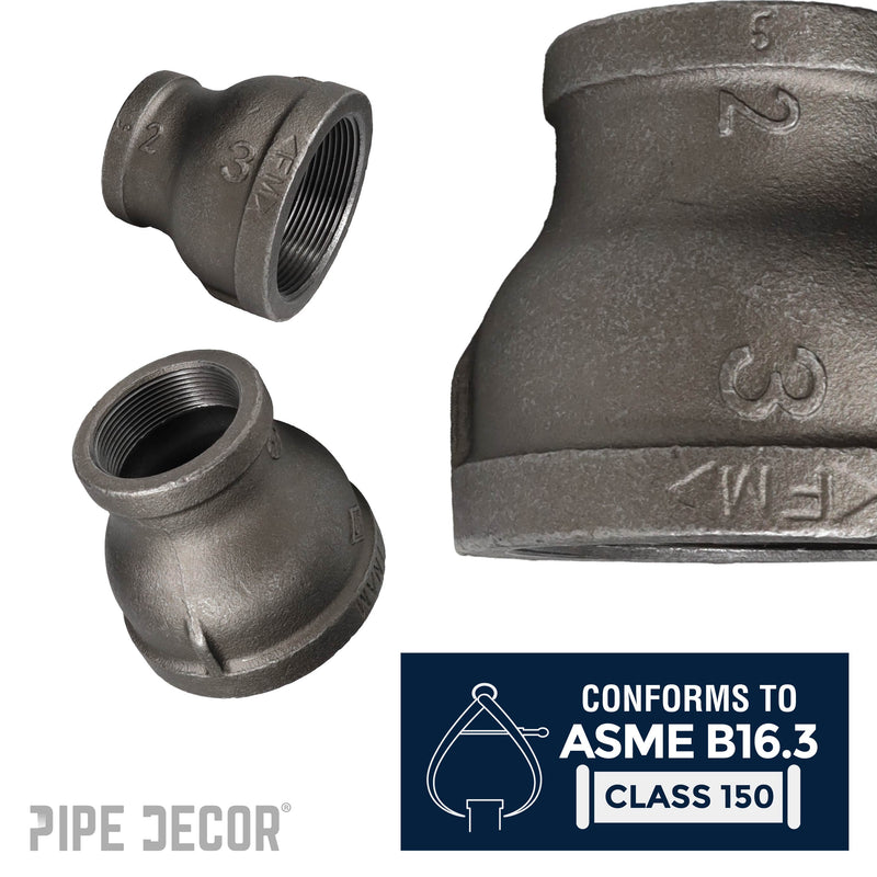 3 in. x 2 in. Black Reducing Coupling