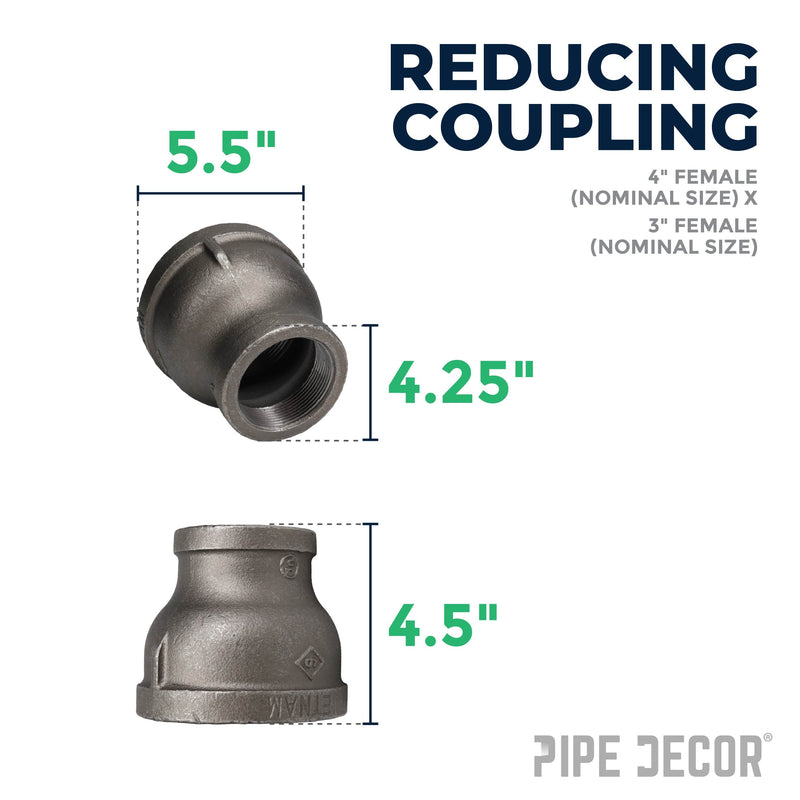 4 in. x 3 in. Black Reducing Coupling