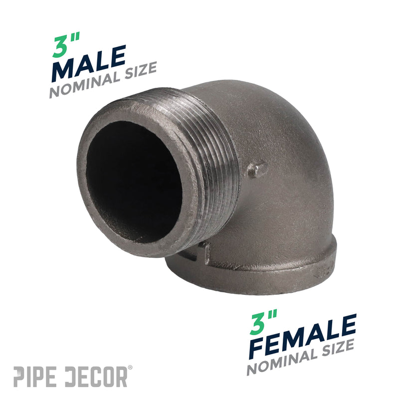 3 in. Black 90 Degree Street Elbow