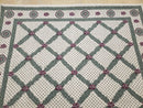 4x5 Panel Design Rug, 4' x 5' Power-Loomed Vintage Rug, Beige & Pine Green Carpet
