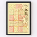 Vintage Map of Lincoln County, South Dakota 1892