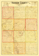 Vintage Map of Hanson County, South Dakota 1893