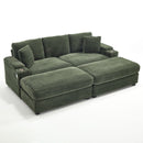 Convertible Sectional Sofa Bed Set With Armrest Storage, Cup Holder, USB, 4 Seater - Green by Unique Piece Furniture