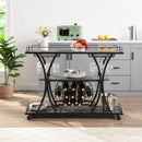 Industrial Bar Cart Kitchen Bar & Serving Cart For Home With Wheels 3 Tier Storage Shelves - Black / Gray by HouseOfZazla