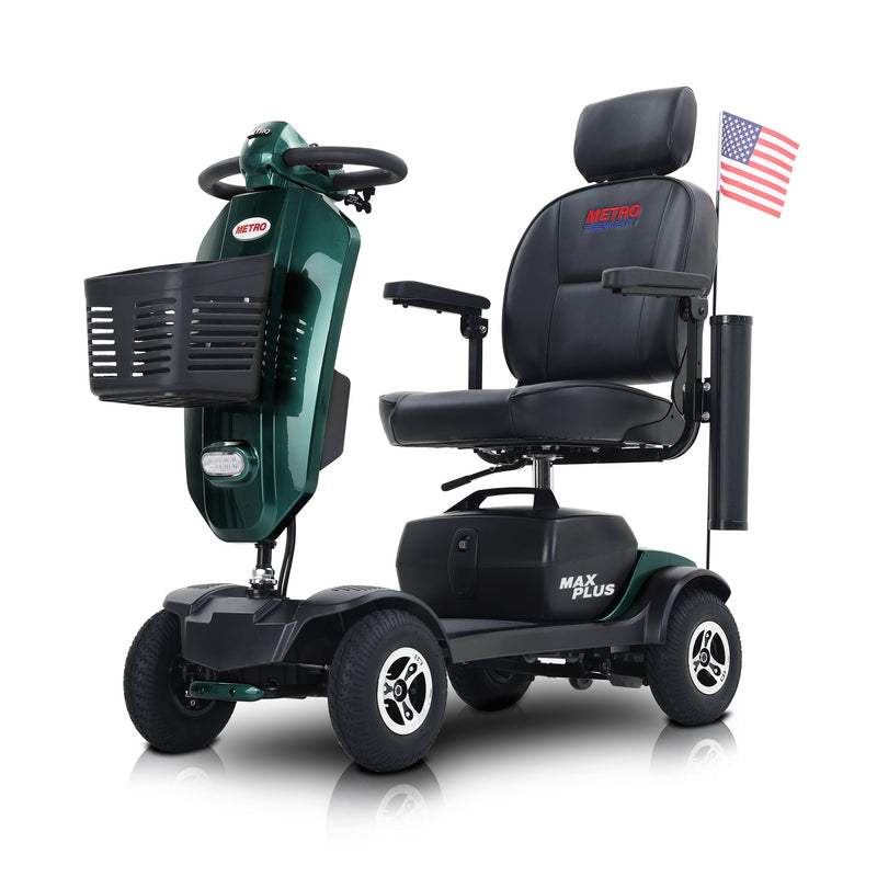 MAX PLUS EMERALD Wheels Outdoor Compact Mobility Scooter with 2pcsx20AH Lead acid Battery, 16 Miles, Cup Holders & USB charger Port