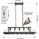 34-Inch Black Industrial Pendant Light with 5 E26 Bulb Sockets, Adjustable Chain Height – Modern Farmhouse Linear Chandelier for Dining Room, Kitchen Island, or Living Room (Bulb Not Included)