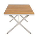 Outdoor 7-Piece Dining Set - Rectangular Teak Wood Table + 6 Wicker Chairs