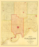 Vintage Map of Clay County, Missouri 1887