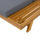 LOUNGE CHAISE SET WITH HEADREST,SPACE AVAILABLE ON ONE SIDE, ACACIA WOOD WITH WATER-RESISTANT LOUNGE CUSHIONS (DARK GREY & 3-FOLD & 4 inch) - MATCHING CREAM/BEIGE VERSION AVAILABLE