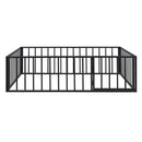 Metal Floor Bed Frame With Fence And Door by HouseOfZazla