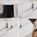 53.15" Modern Artificial Stone Round Carbon Steel Base Dining Table, Can Accommodate 6 People - White / Black by HouseOfZazla