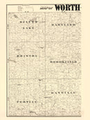 Vintage Map of Worth County, Iowa 1894