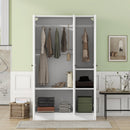 3-Door Shutter Wardrobe with shelves, White