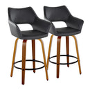 Mustang - Contemporary Fixed Height Counter Stool With Swivel With Round Footrest (Set of 2) by HouseOfZazla