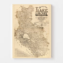 Vintage Map of Lake County, California 1892
