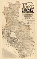 Vintage Map of Lake County, California 1892
