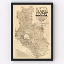 Vintage Map of Lake County, California 1892