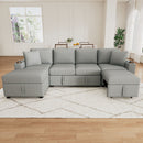 Sectional Sofa Convertible Pull-Out Bed With Storage Ottoman & USB Ports by Unique Piece Furniture