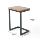 Small C Shaped End Table With Iron Base And Fir Wood Top - Black by HouseOfZazla