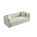 79.92" Modern Vertical Channel Tufted Velvet Sofa,Comfortable Sofa for Living Room-White