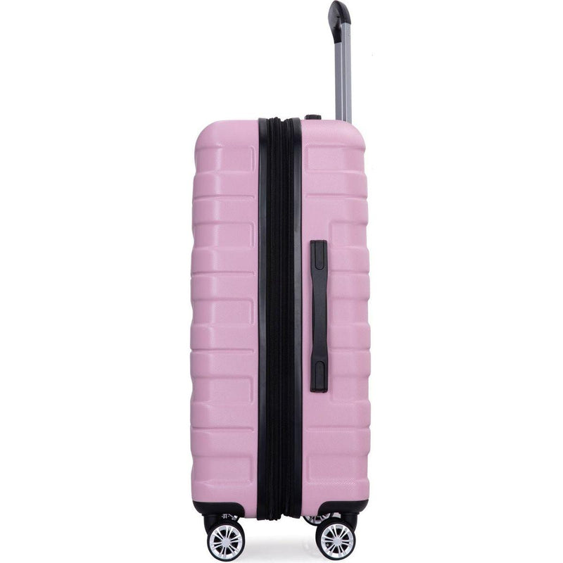 3 Piece Luggage Sets PC Lightweight & Durable Expandable Suitcase with Two Hooks, Double Spinner Wheels, TSA Lock, (21/25/29) Pink