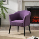 Fabric Arm Chair With Wooden Legs And Cushioned Seat - Plum